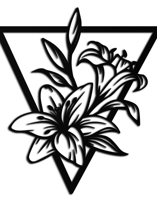 Load image into Gallery viewer, Geometric Lily Flower Metal Wall Art – Elegant Floral Design for Modern Decor - KAF196
