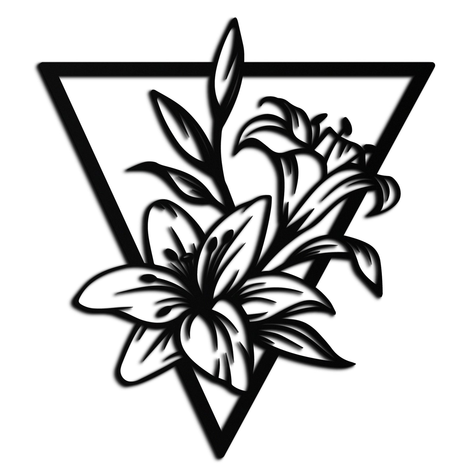 Geometric Lily Flower Metal Wall Art – Elegant Floral Design for Modern Decor - KAF196