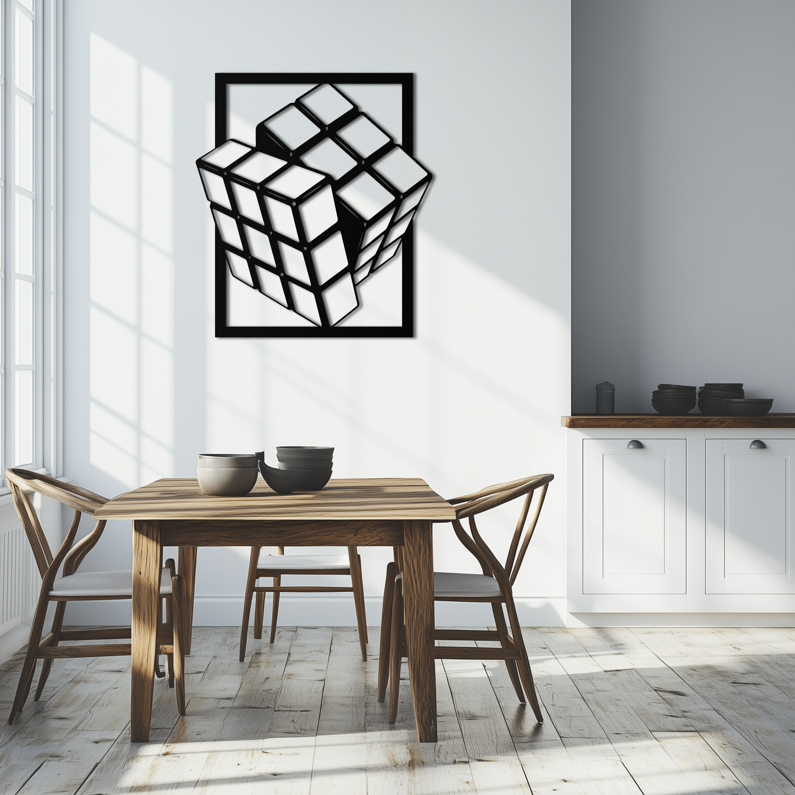 Geometric Rubik’s Cube Metal Wall Art – Modern Puzzle Enthusiast Decor - KAF197