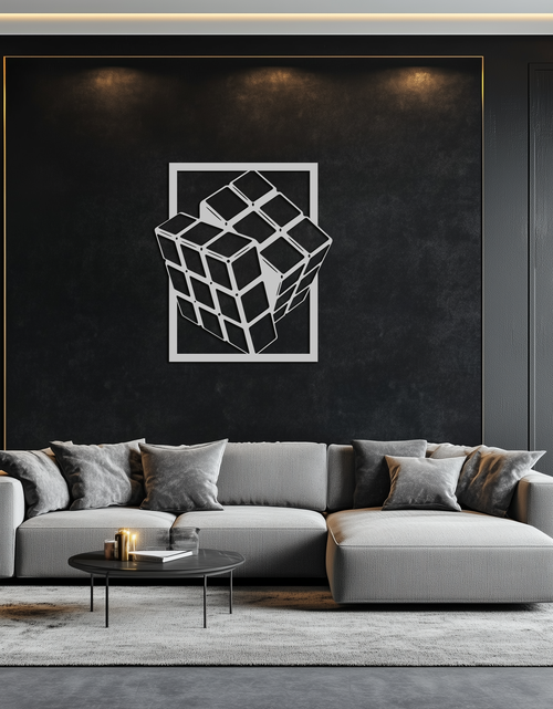 Load image into Gallery viewer, Geometric Rubik’s Cube Metal Wall Art – Modern Puzzle Enthusiast Decor - KAF197

