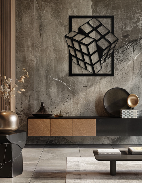 Load image into Gallery viewer, Geometric Rubik’s Cube Metal Wall Art – Modern Puzzle Enthusiast Decor - KAF197

