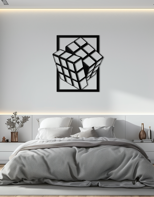Load image into Gallery viewer, Geometric Rubik’s Cube Metal Wall Art – Modern Puzzle Enthusiast Decor - KAF197
