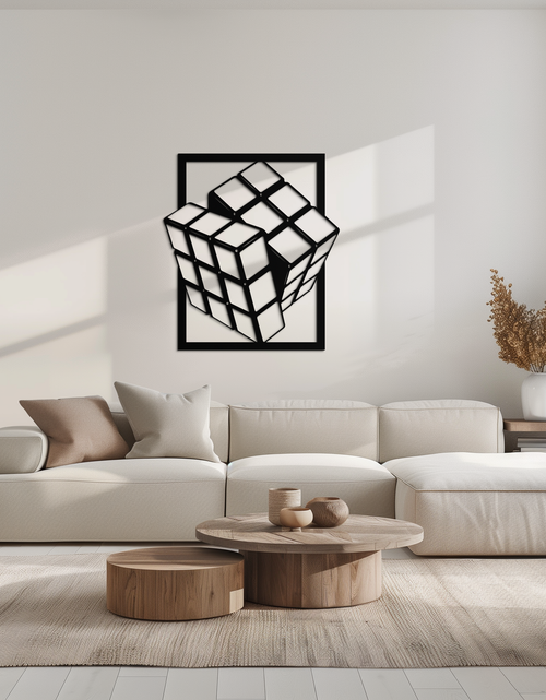 Load image into Gallery viewer, Geometric Rubik’s Cube Metal Wall Art – Modern Puzzle Enthusiast Decor - KAF197
