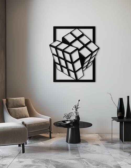 Load image into Gallery viewer, Geometric Rubik’s Cube Metal Wall Art – Modern Puzzle Enthusiast Decor - KAF197
