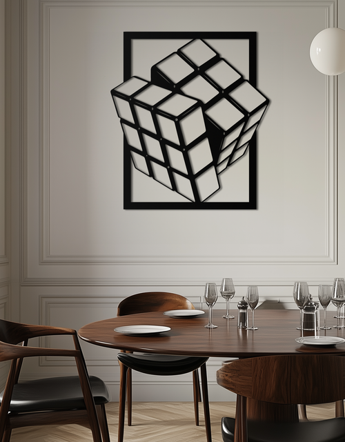 Load image into Gallery viewer, Geometric Rubik’s Cube Metal Wall Art – Modern Puzzle Enthusiast Decor - KAF197
