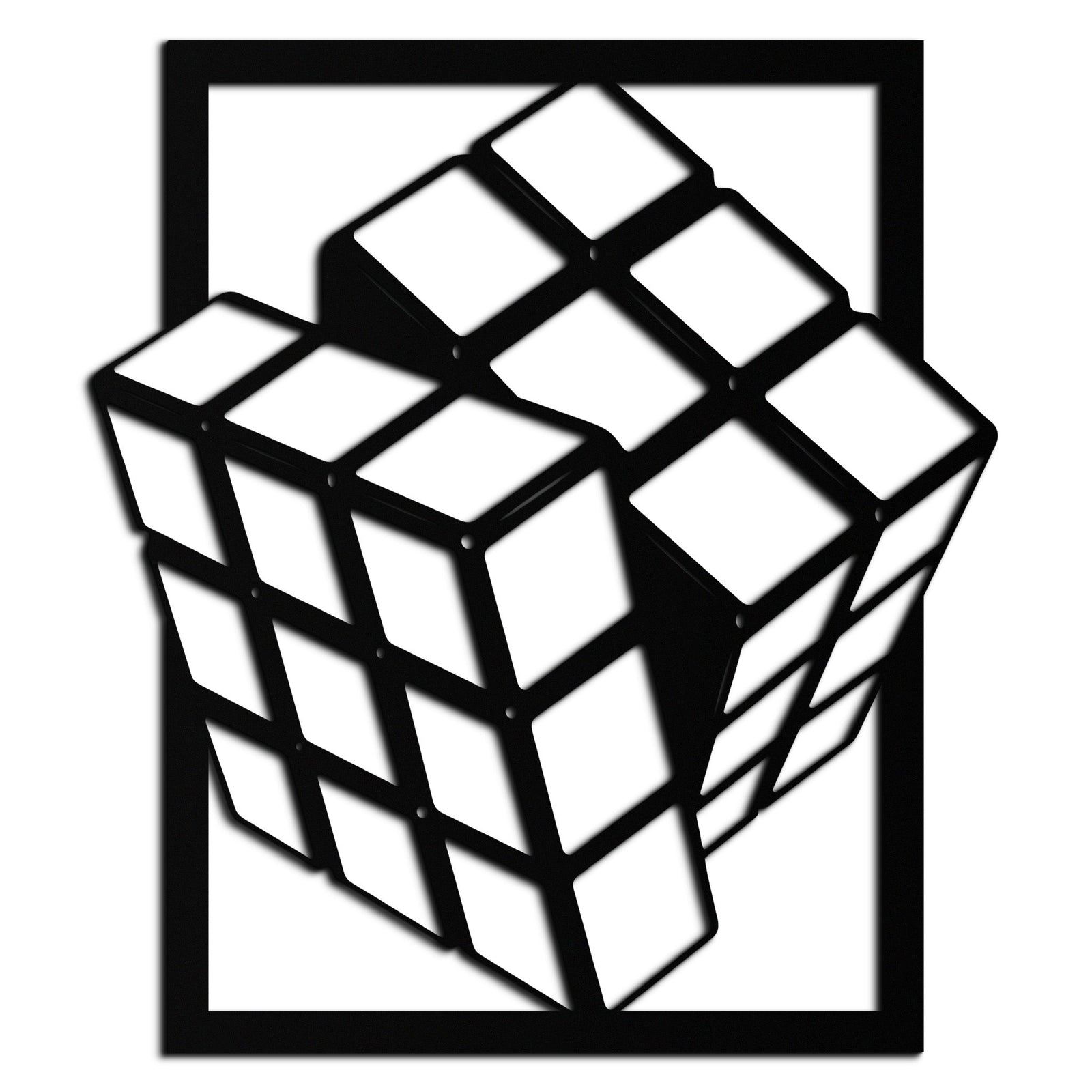 Geometric Rubik’s Cube Metal Wall Art – Modern Puzzle Enthusiast Decor - KAF197
