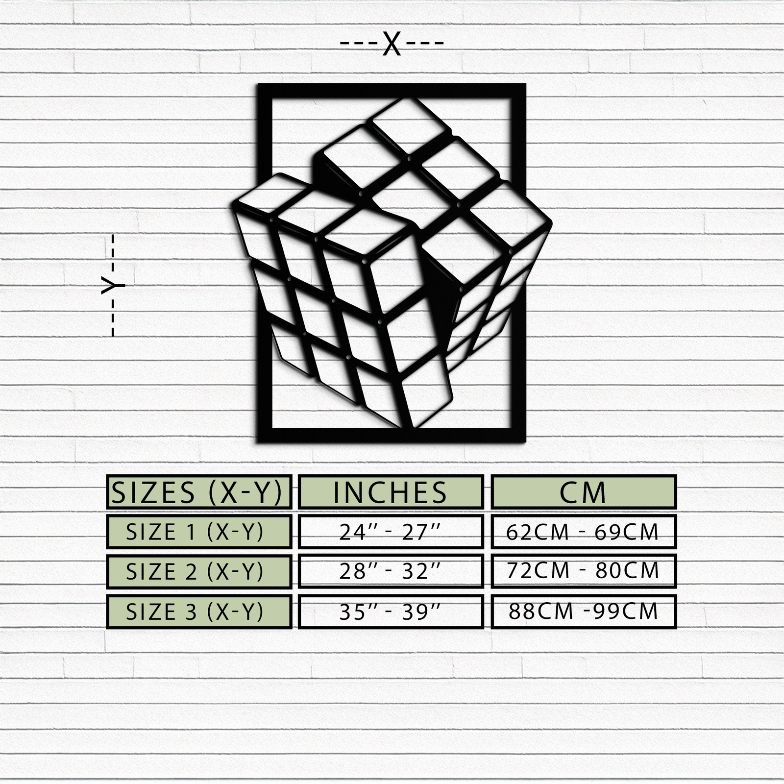 Geometric Rubik’s Cube Metal Wall Art – Modern Puzzle Enthusiast Decor - KAF197