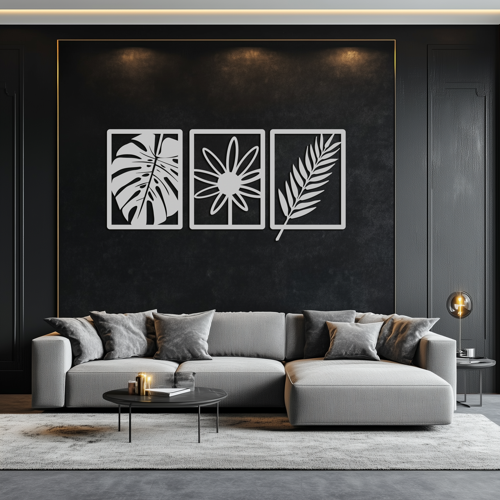 Botanical Metal Wall Art Set - Nature-Inspired Minimalist Decor - KAF198