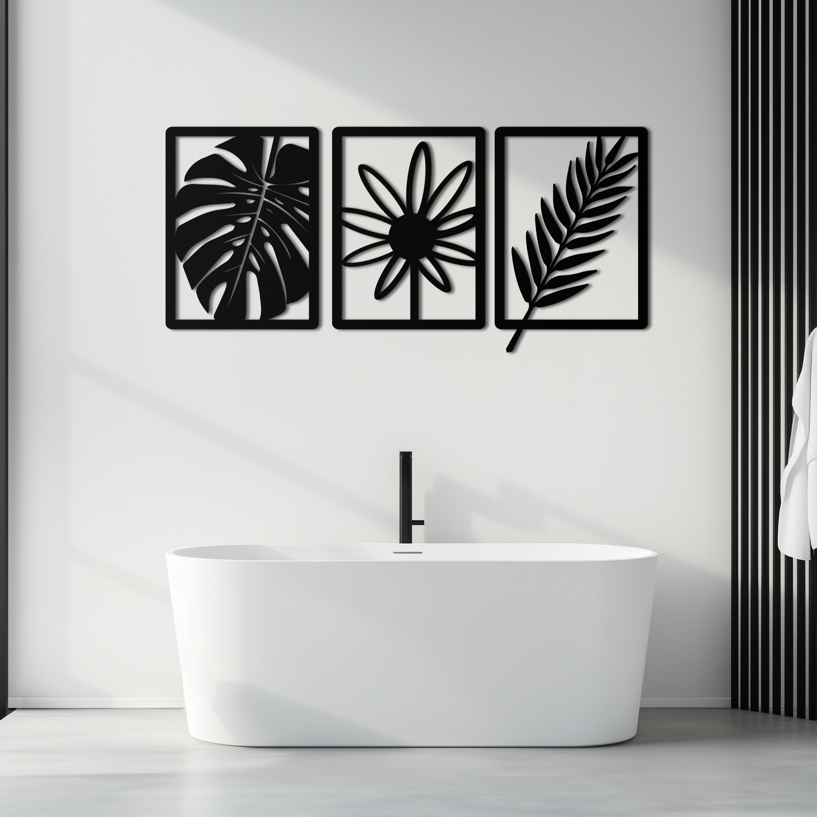 Botanical Metal Wall Art Set - Nature-Inspired Minimalist Decor - KAF198