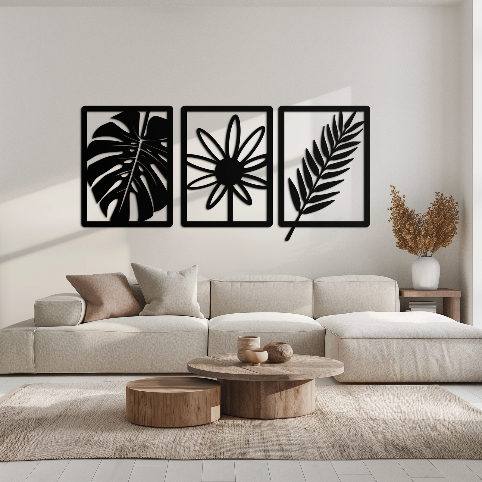 Botanical Metal Wall Art Set - Nature-Inspired Minimalist Decor - KAF198