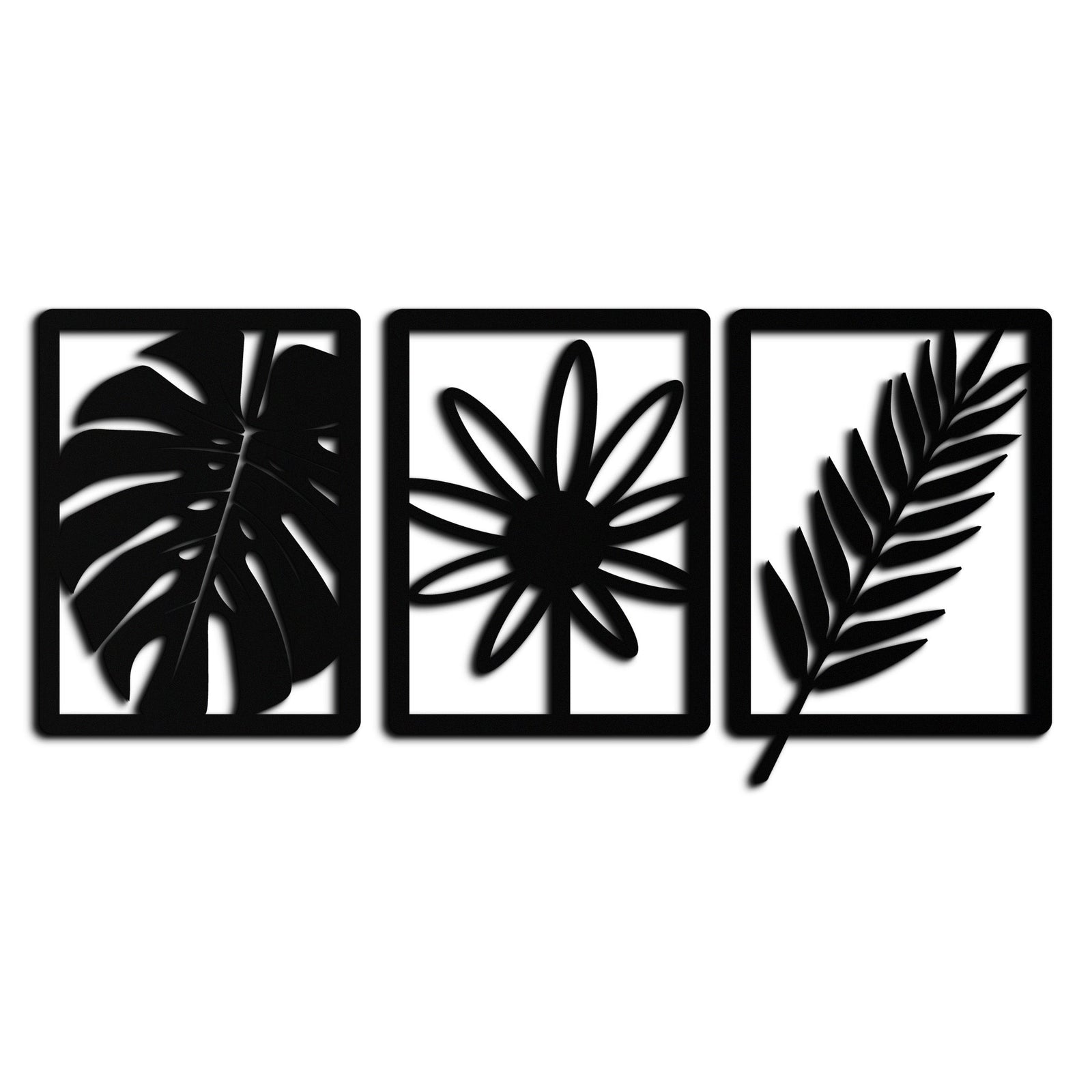 Botanical Metal Wall Art Set - Nature-Inspired Minimalist Decor - KAF198