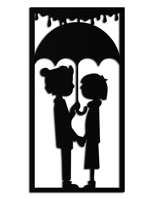 Load image into Gallery viewer, Romantic Couple Under Umbrella Metal Wall Art - Love &amp; Rain-Inspired Decor - KAF199
