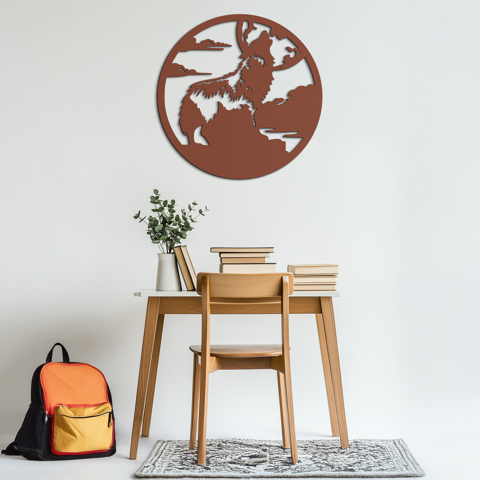 Howling Wolf Metal Wall Art - Nature-Inspired Minimalist Decor - KAF200