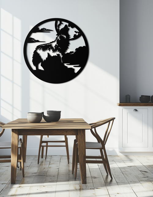 Load image into Gallery viewer, Howling Wolf Metal Wall Art - Nature-Inspired Minimalist Decor - KAF200

