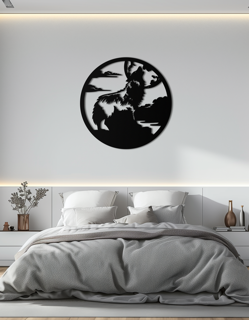 Load image into Gallery viewer, Howling Wolf Metal Wall Art - Nature-Inspired Minimalist Decor - KAF200
