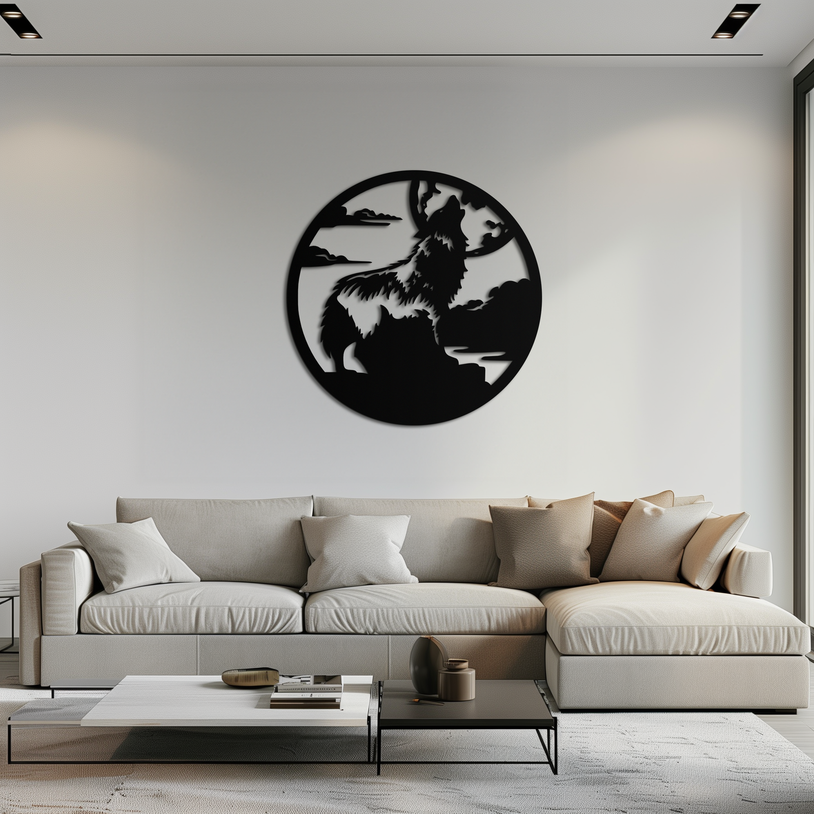 Howling Wolf Metal Wall Art - Nature-Inspired Minimalist Decor - KAF200