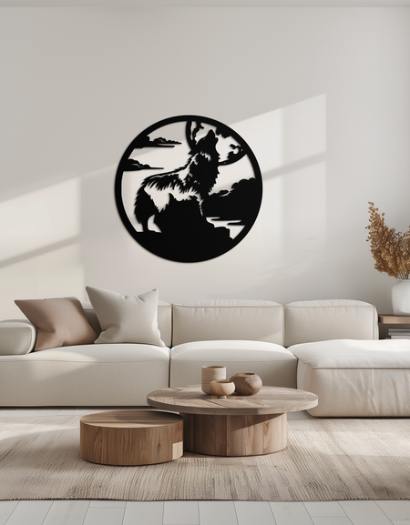 Howling Wolf Metal Wall Art - Nature-Inspired Minimalist Decor - KAF200