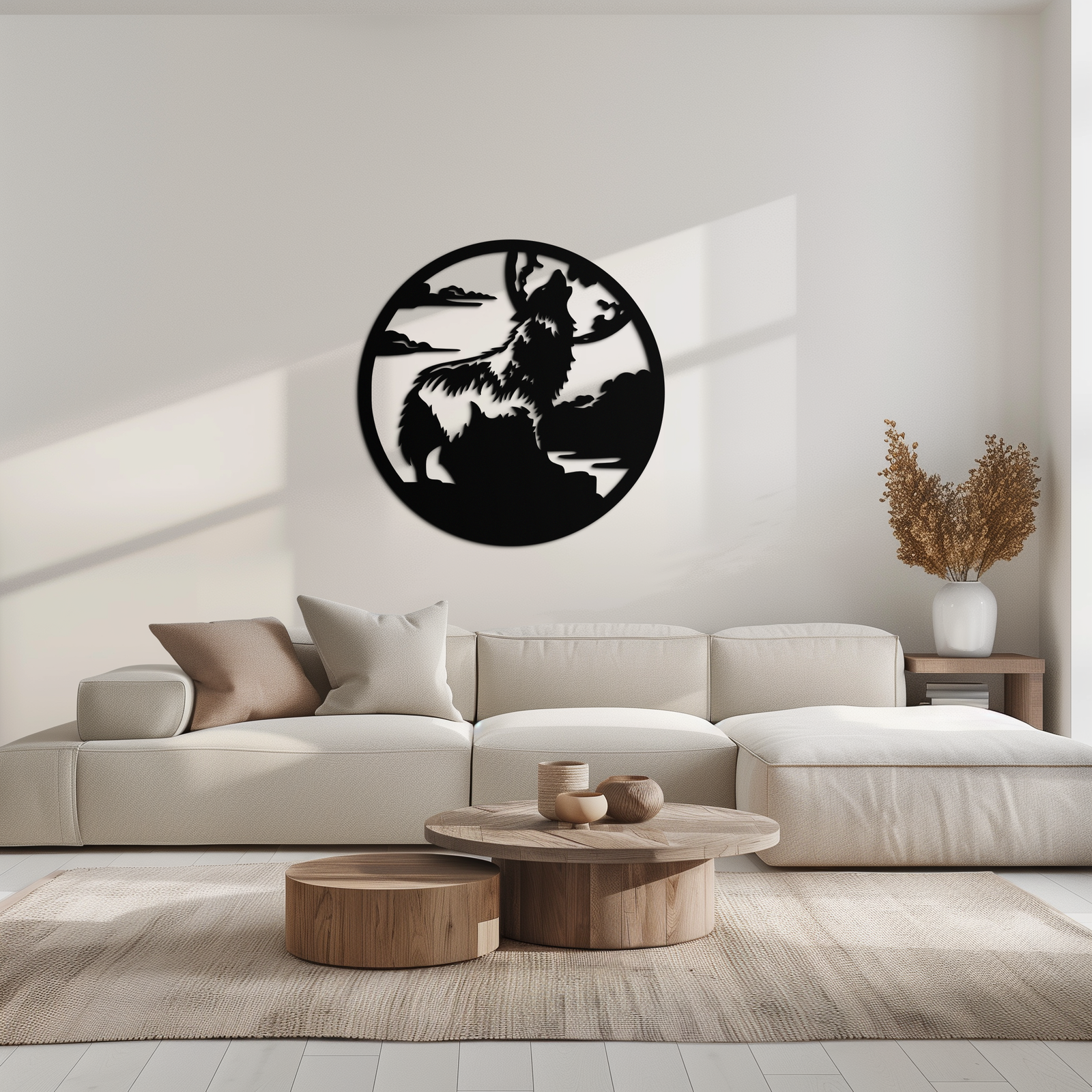 Howling Wolf Metal Wall Art - Nature-Inspired Minimalist Decor - KAF200