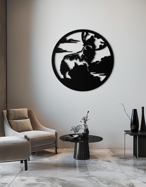 Load image into Gallery viewer, Howling Wolf Metal Wall Art - Nature-Inspired Minimalist Decor - KAF200
