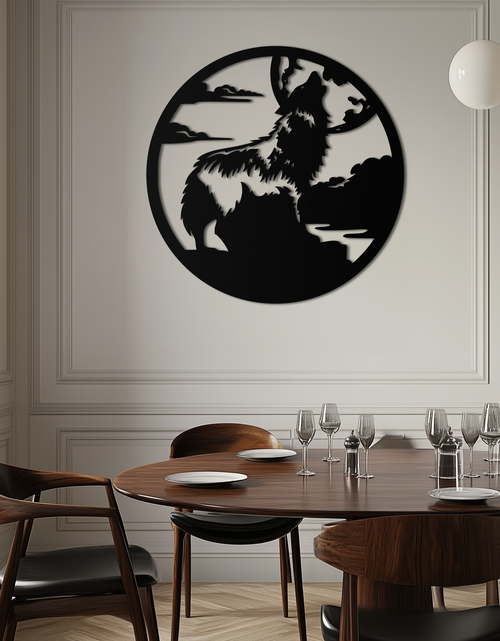 Load image into Gallery viewer, Howling Wolf Metal Wall Art - Nature-Inspired Minimalist Decor - KAF200
