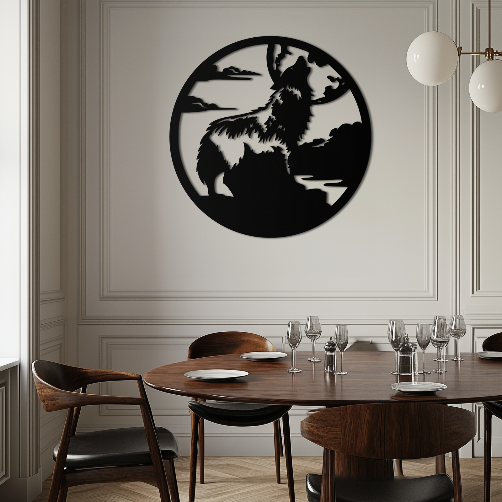 Howling Wolf Metal Wall Art - Nature-Inspired Minimalist Decor - KAF200
