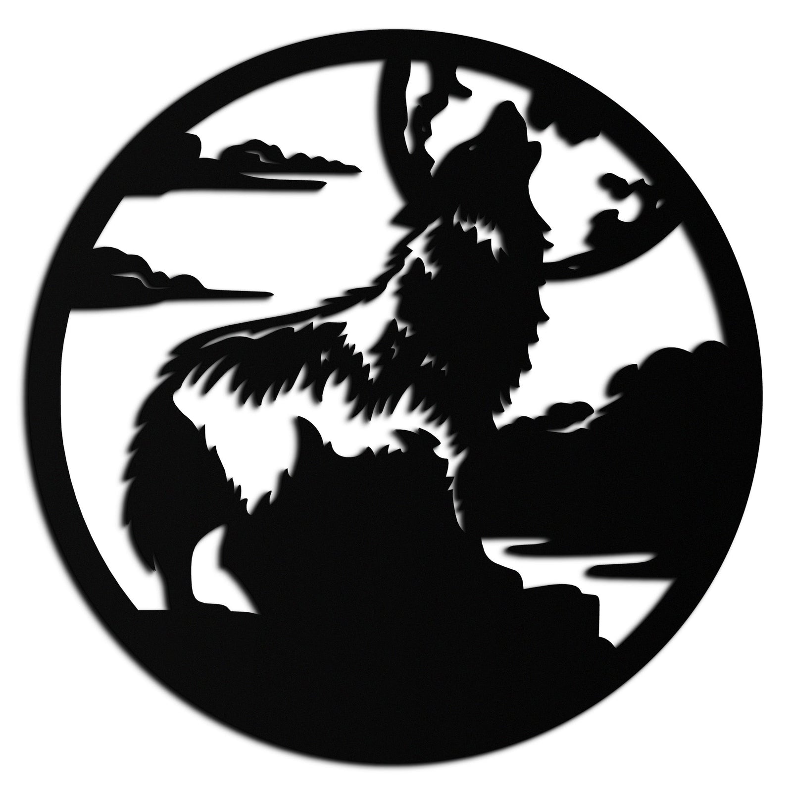 Howling Wolf Metal Wall Art - Nature-Inspired Minimalist Decor - KAF200