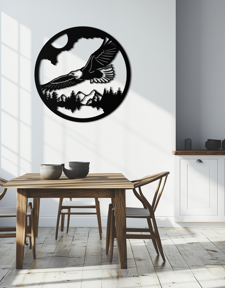 Majestic Eagle Metal Duvar Sanatı - Doğadan Esinlenen Dekor - KAF201