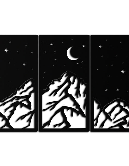 Resmi Galeri görüntüleyicisine yükleyin, Dağ Gece Manzarası Metal Duvar Sanatı - 3 Panel Modern Duvar Dekoru - KAF202
