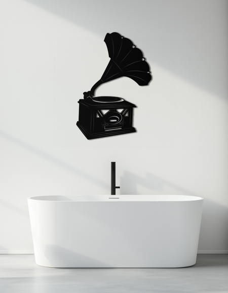 Vintage Gramofon Metal Duvar Sanatı - Retro Müzik Dekoru - KAF204