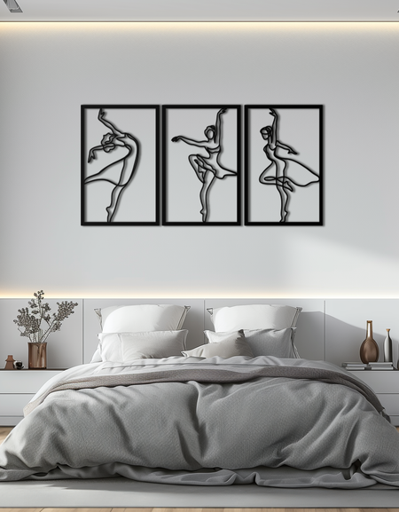 Elegant Ballerina Trio Metal Wall Art - Graceful Dance Silhouettes - KAF205