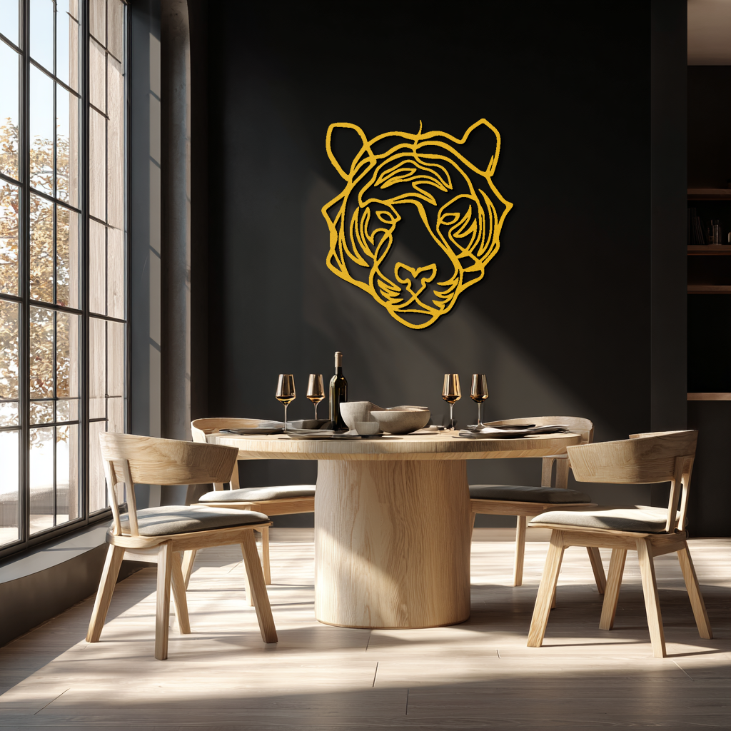 Geometric Tiger Metal Wall Art - Modern Minimalist Decor - KAF207