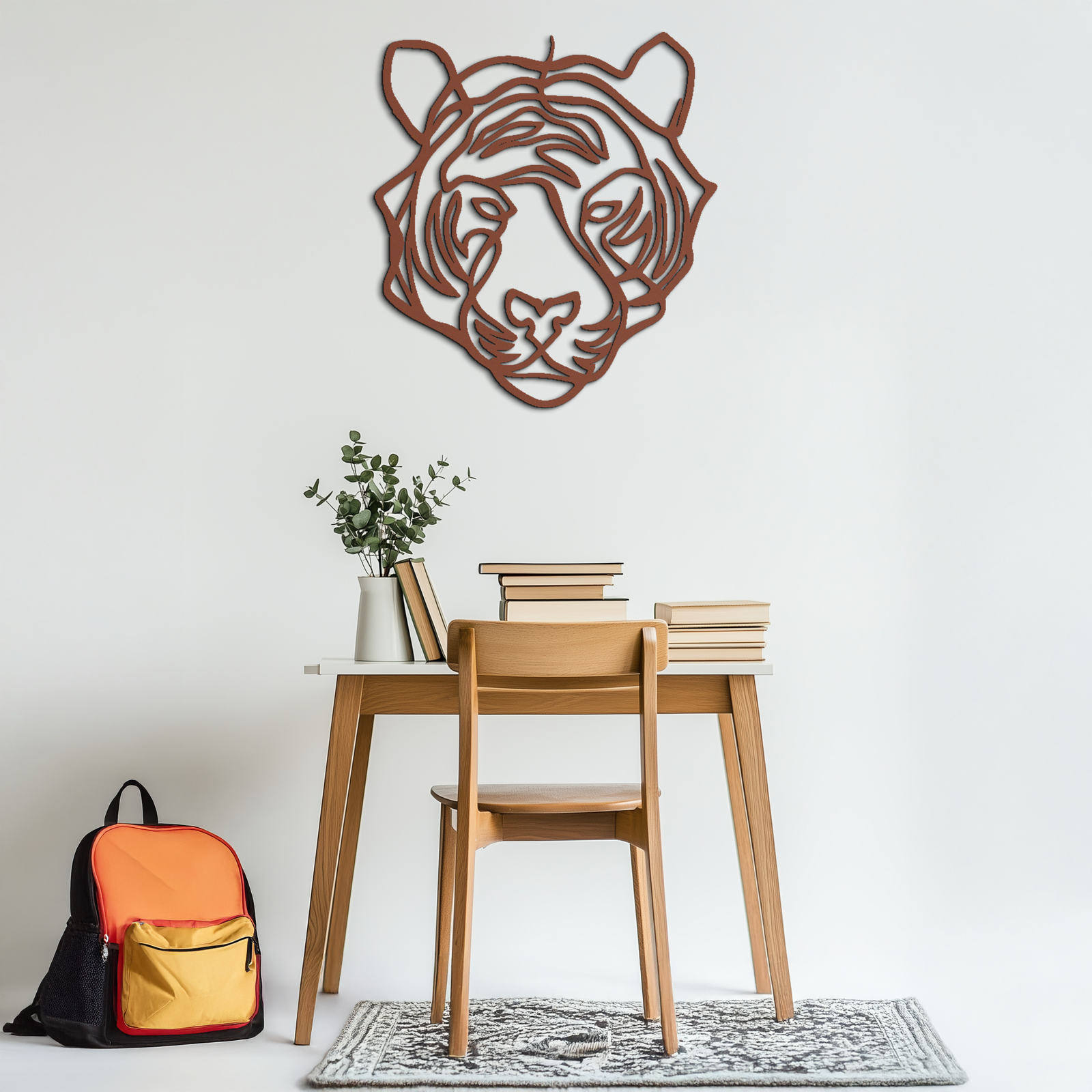 Geometric Tiger Metal Wall Art - Modern Minimalist Decor - KAF207