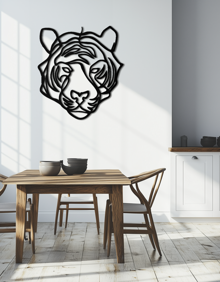 Geometric Tiger Metal Wall Art - Modern Minimalist Decor - KAF207