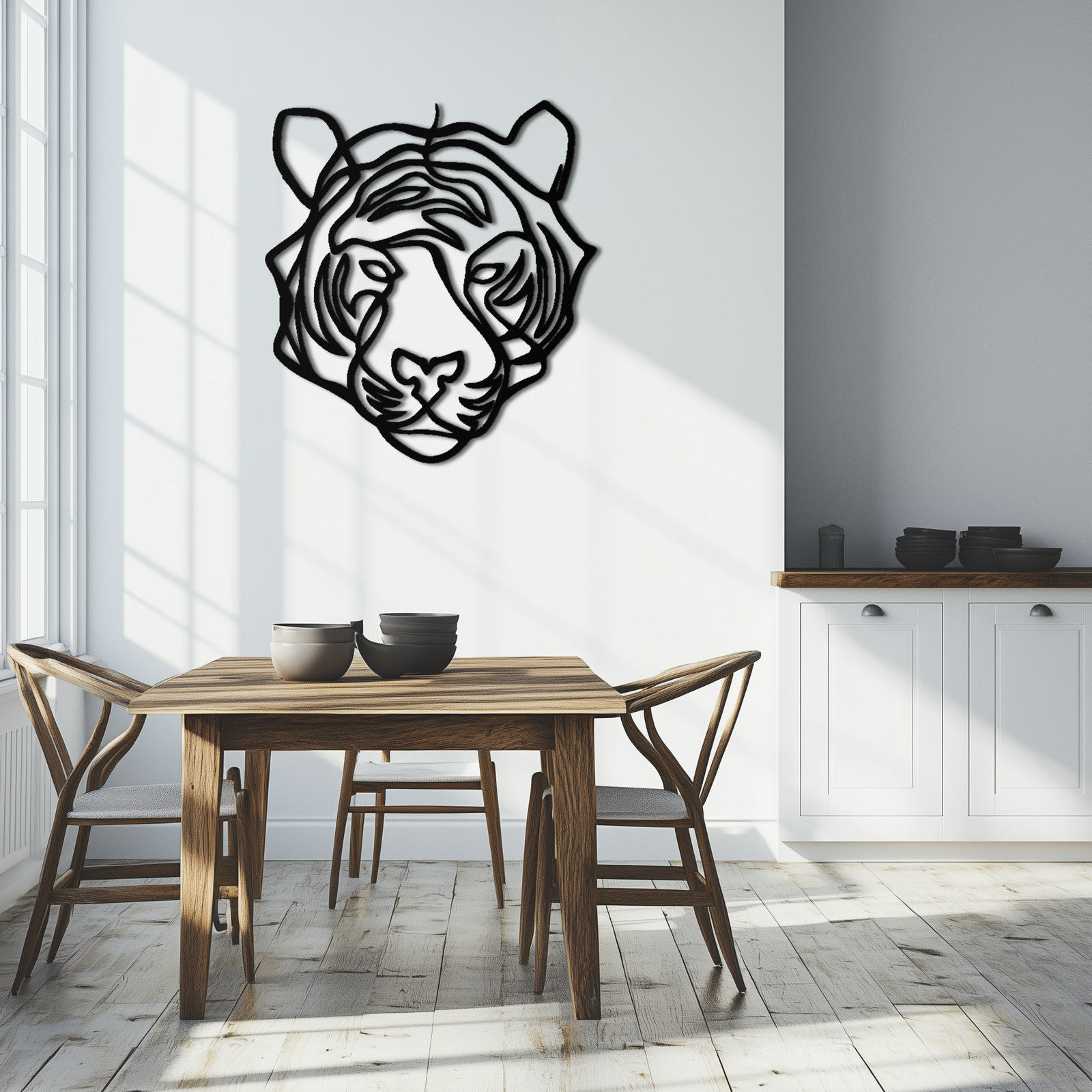 Geometric Tiger Metal Wall Art - Modern Minimalist Decor - KAF207