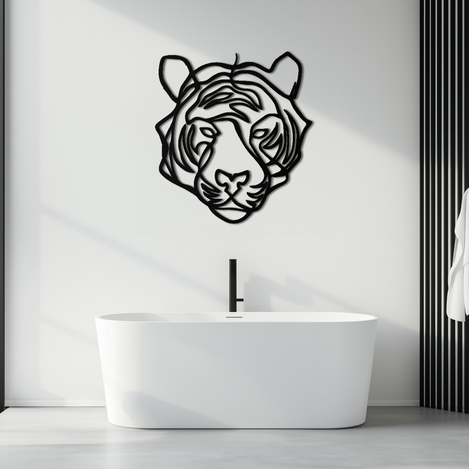 Geometric Tiger Metal Wall Art - Modern Minimalist Decor - KAF207