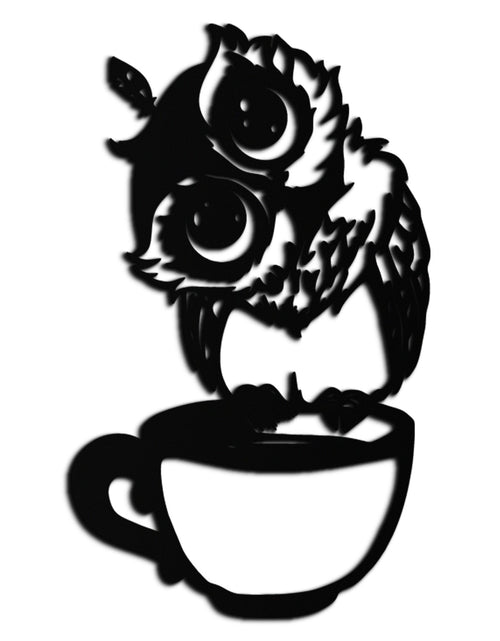 Load image into Gallery viewer, Sleepy Owl in Coffee Cup - Quirky Metal Wall Art for Coffee Lovers &amp; Night Owls - KAF208
