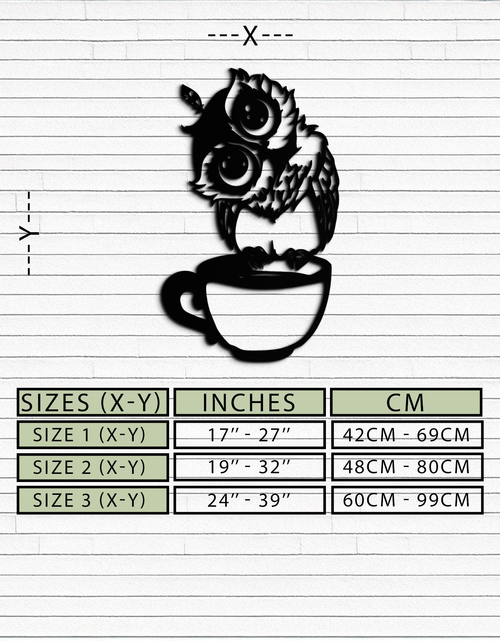 Load image into Gallery viewer, Sleepy Owl in Coffee Cup - Quirky Metal Wall Art for Coffee Lovers &amp; Night Owls - KAF208
