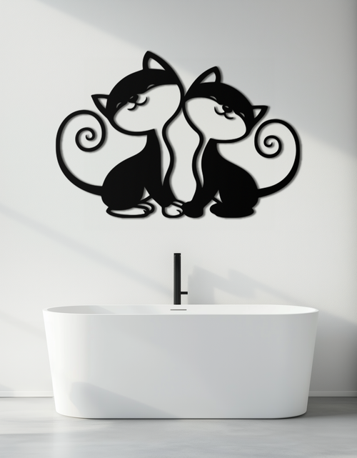 Load image into Gallery viewer, Romantic Cat Couple Metal Wall Art - Elegant Feline Silhouette Decor - KAF209
