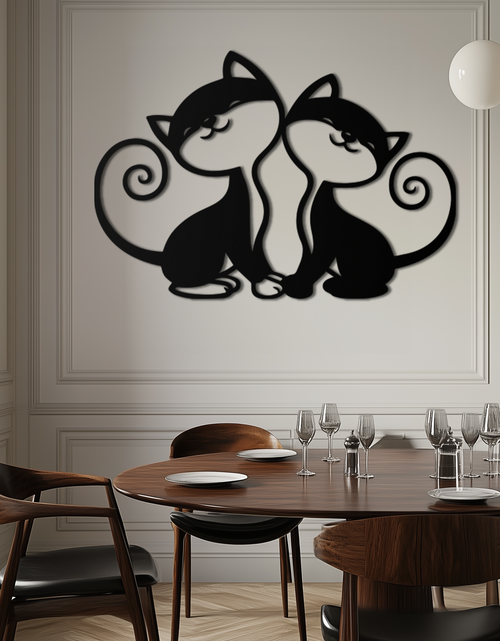 Load image into Gallery viewer, Romantic Cat Couple Metal Wall Art - Elegant Feline Silhouette Decor - KAF209
