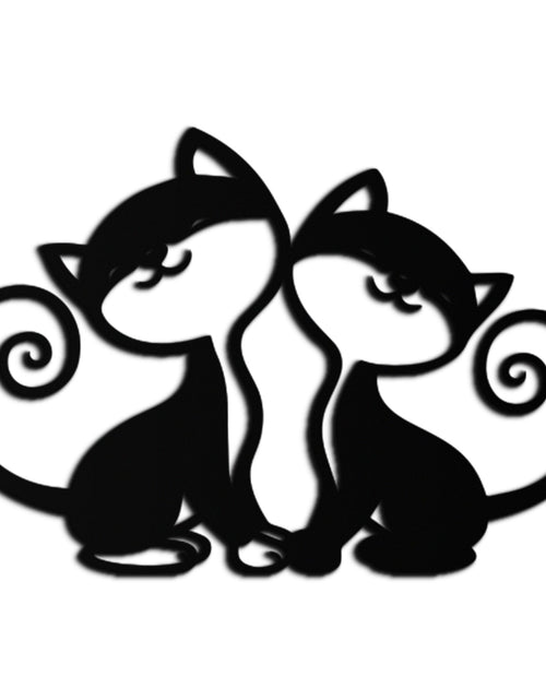 Load image into Gallery viewer, Romantic Cat Couple Metal Wall Art - Elegant Feline Silhouette Decor - KAF209
