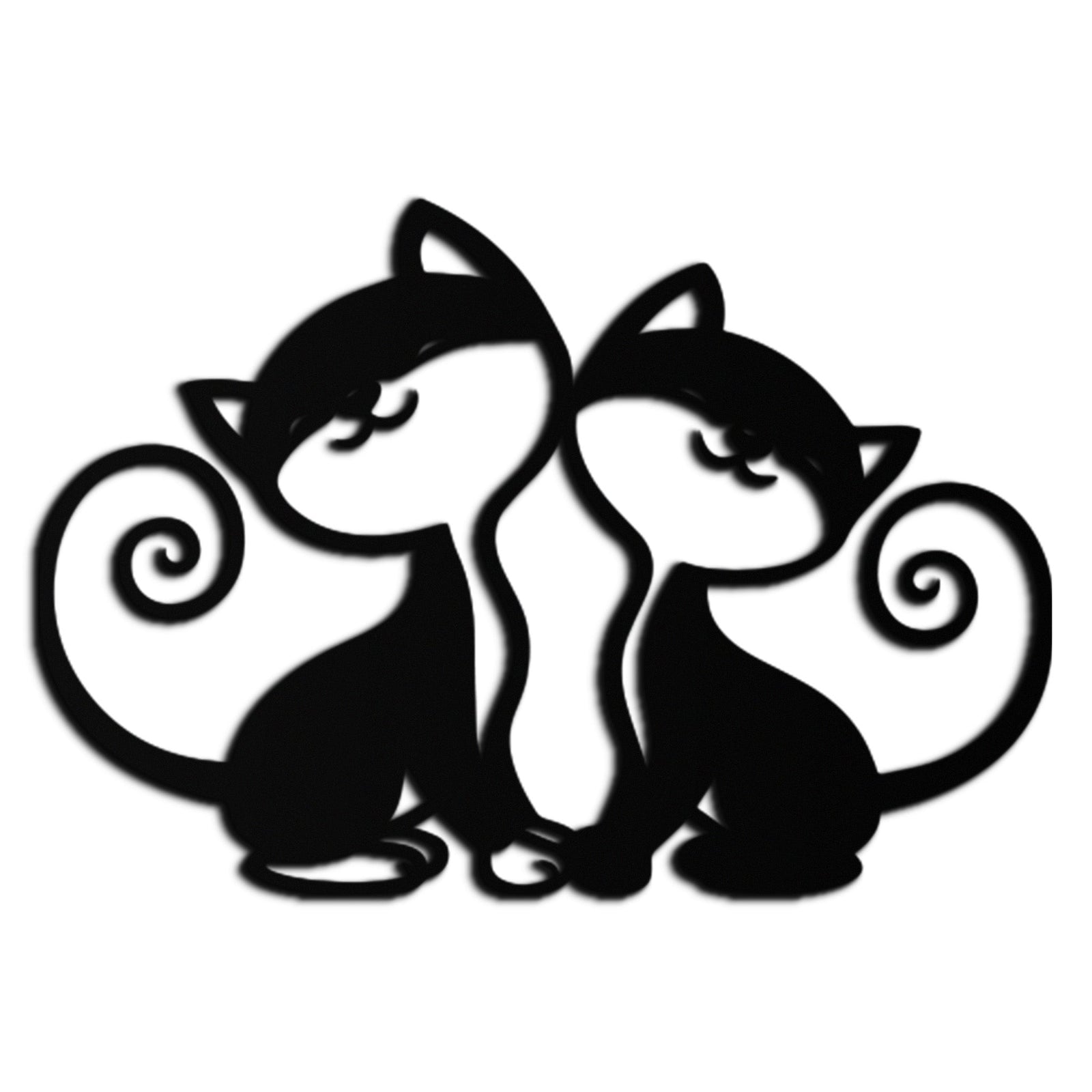 Romantic Cat Couple Metal Wall Art - Elegant Feline Silhouette Decor - KAF209