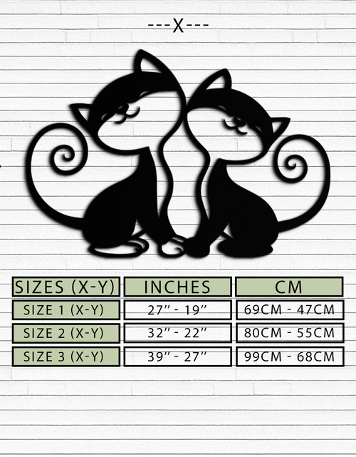 Load image into Gallery viewer, Romantic Cat Couple Metal Wall Art - Elegant Feline Silhouette Decor - KAF209
