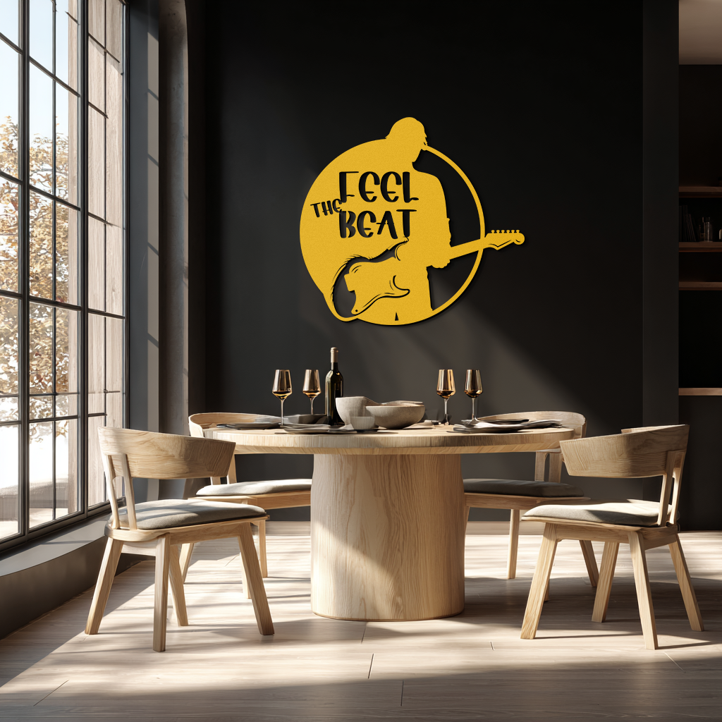 Feel the Beat Metal Wall Art - Music-Inspired Decor - KAF210