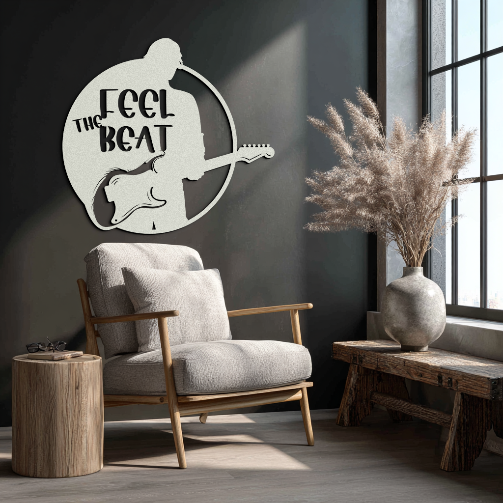 Feel the Beat Metal Wall Art - Music-Inspired Decor - KAF210