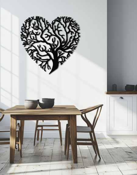 Kalp Ağacı Metal Duvar Sanatı – Doğa ve Aşk Esintili Dekor - KAF211
