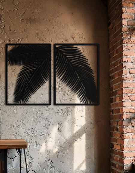 Palmiye Yaprağı Metal Duvar Sanatı – Tropikal Minimalist Dekor - KAF212
