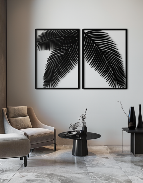 Resmi Galeri görüntüleyicisine yükleyin, Palmiye Yaprağı Metal Duvar Sanatı – Tropikal Minimalist Dekor - KAF212
