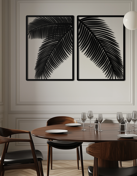 Palmiye Yaprağı Metal Duvar Sanatı – Tropikal Minimalist Dekor - KAF212