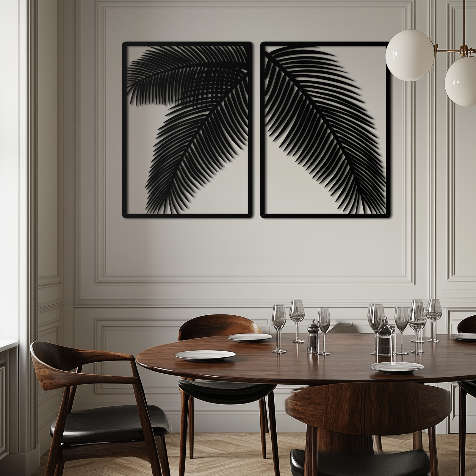 Palmiye Yaprağı Metal Duvar Sanatı – Tropikal Minimalist Dekor - KAF212