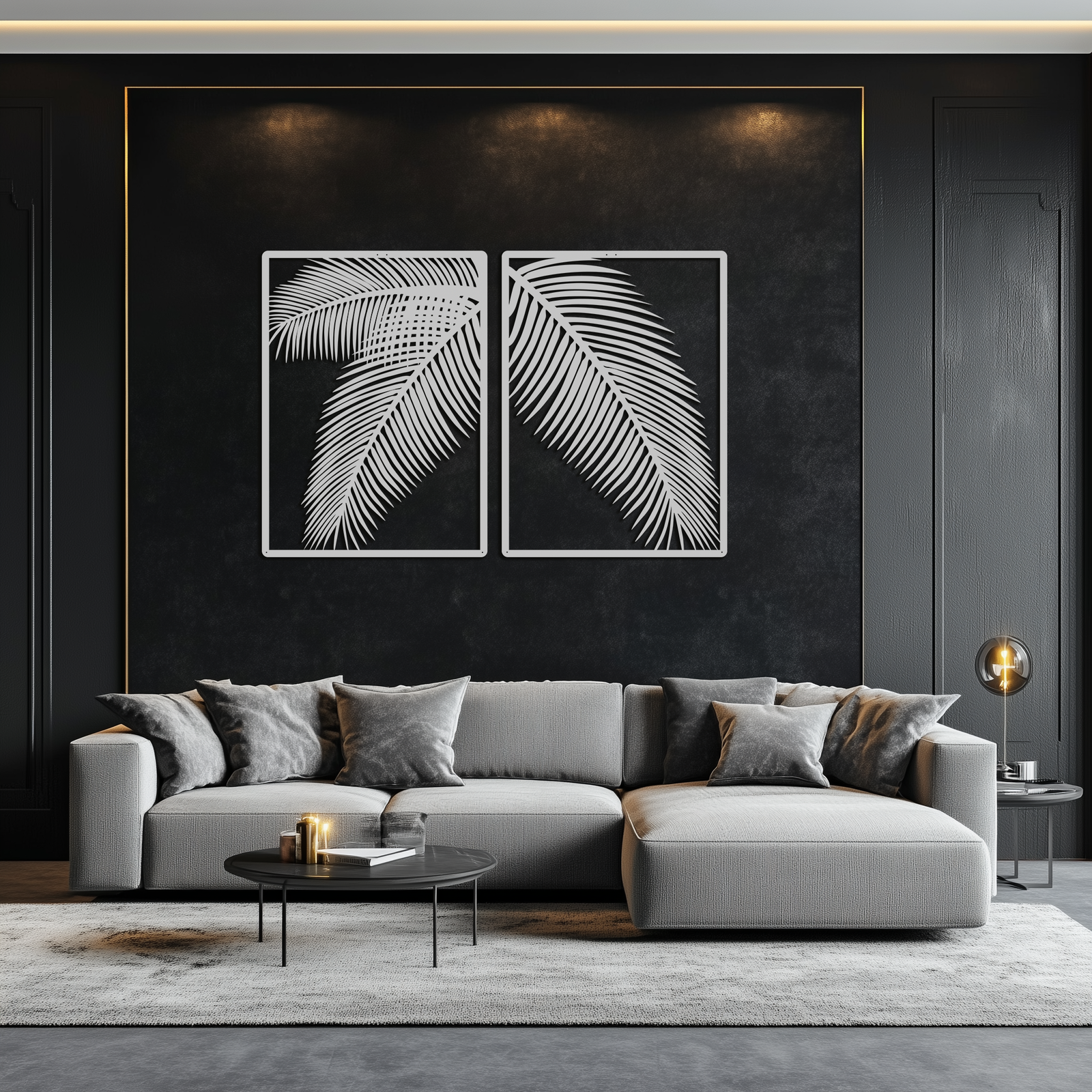 Palmiye Yaprağı Metal Duvar Sanatı – Tropikal Minimalist Dekor - KAF212